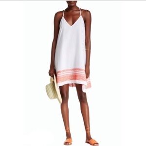 Love Stitch NWT Women’s Embroidered Halter Mini White / coral Dress S